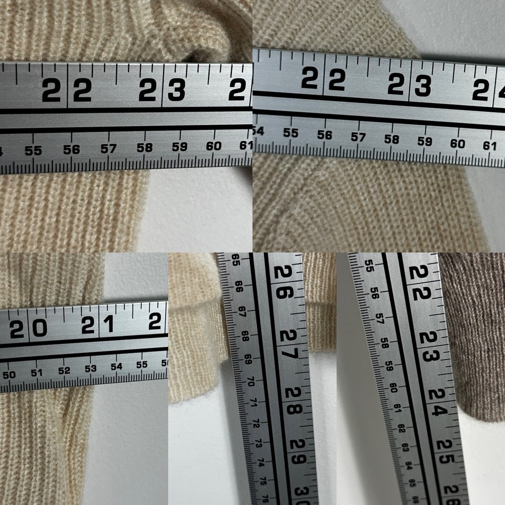 Magaschoni 100% Cashmere V-Neck Colorblock Sweater Knit Womens Sz XL Grey Beige - Picture 8 of 11